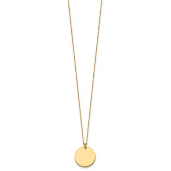 Herco 14K Polished Disc Pendant 16 inch with 2 in ext. Necklace — alternate view