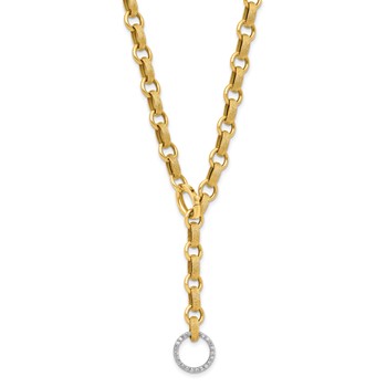 Herco 14K Two-tone Polished Brushed Diamond 20 Inch Adjustable Drop Necklace Mounting — alternate view