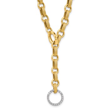 Herco 14K Two-tone Polished Brushed Diamond 20 Inch Adjustable Drop Necklace Mounting