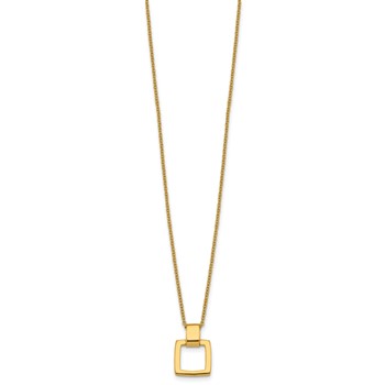 Herco 14K Polished Square Pendant 16 Inch with 2 Inch Extension Necklace — alternate view