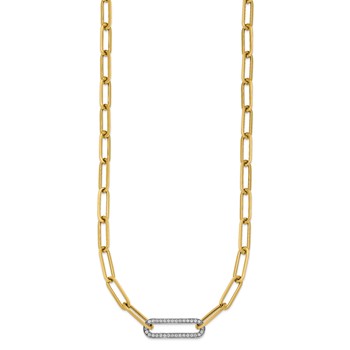 Herco 14K Two-tone Polished Diamond Paper Clip Link 17.75in Necklace — alternate view