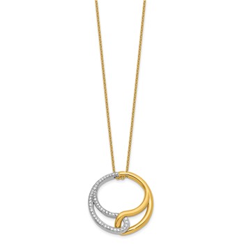 Herco 14K with White Rhodium Polished Diamond Circle 16 Inch with 2 Inch Extension Necklace — alternate view