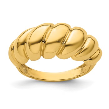 Herco 14K Polished and Grooved Domed Shrimp Ring