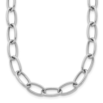 Herco 14K White Gold Polished 9mm Oval Link 16 Inch Necklace