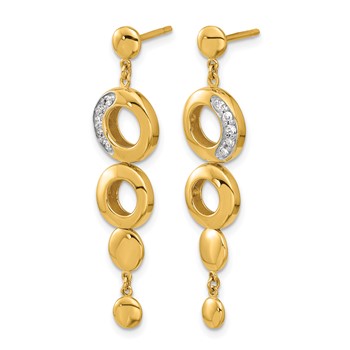 Herco 14K with White Rhodium Polished Fancy Diamond Circles Post Dangle Earrings — alternate view