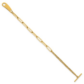 Herco 14K Polished Paperclip / Cable Link 7.5 inch Toggle Bracelet — alternate view
