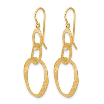 Herco 14K Polished and Textured Oval Shepard Hook Dangle Earrings — alternate view