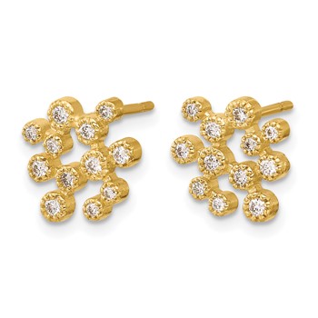 Herco 14K Polished and Textured Diamond Cluster Post Earrings — alternate view