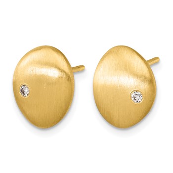 Herco 14K Polished and Satin Diamond Button Post Earrings — alternate view