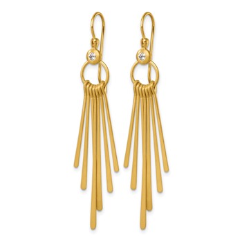 Herco 14K Polished and Satin Diamond Circle with Dangling Strips Shephard Hook Dangle Earrings — alternate view