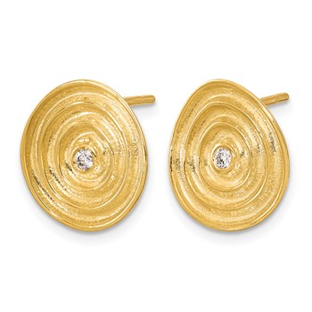 Herco 14K Polished and Textured Diamond Swirl Disc Post Earrings — alternate view