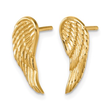 Herco 14K Polished and Textured Angel Wing Post Earrings — alternate view