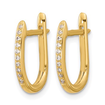 Herco 14K Polished Diamond Oval Hinged Hoop Earrings — alternate view