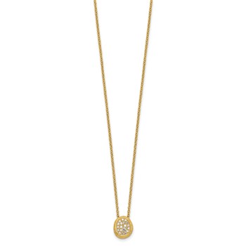 Herco 14K Textured Diamond Oval 16 Inch with 2 Inch Extension Necklace — alternate view
