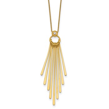 Herco 14K Diamond Circle Dangle Strips 16.5 Inch with 2 Inch Extension Necklace