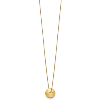 Herco 14K Satin Diamond Disc 16 Inch with 2 Inch Extension Necklace — alternate view