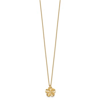 Herco 14K Textured Diamond Flower 16 Inch with 2 Inch Extension Necklace — alternate view