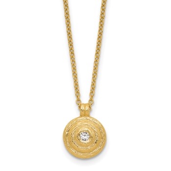 Herco 14K Textured Diamond Round 16 Inch with 2 Inch Extension Necklace