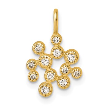 Herco 14K Polished and Textured Diamond Cluster Pendant