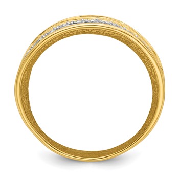 Herco 14K with White Rhodium Polished and Textured Diamond Ring — alternate view