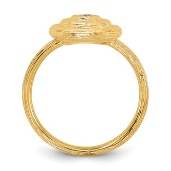 Herco 14K Polished and Textured Diamond Circle Ring — alternate view