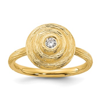 Herco 14K Polished and Textured Diamond Circle Ring