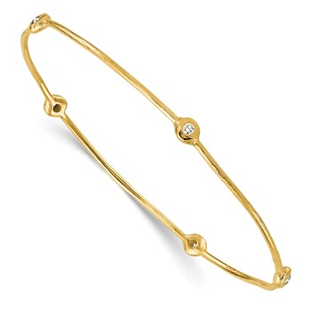 Herco 14K Polished & Textured Diamond Slip-on Bangle
