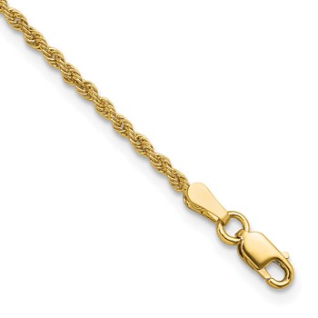 Herco 18K Polished 1.9mm Solid Rope 8 Inch Chain Bracelet