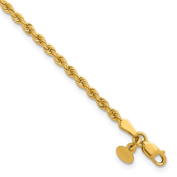 Herco 18K Polished 2.5mm Solid Rope 8 Inch Chain Bracelet
