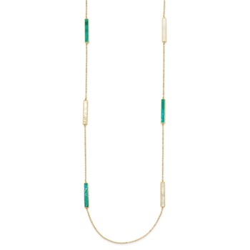 Herco 14K Polished Teal/White Mother of Pearl Reversible 30mm Bar 34 Inch Necklace — alternate view