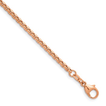 Herco 14K Rose Gold Polished 2.7mm Solid Round Box 24 Inch Chain