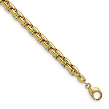 Herco 14K Polished 5.0mm Solid Round Box 7.5 Inch Chain Bracelet