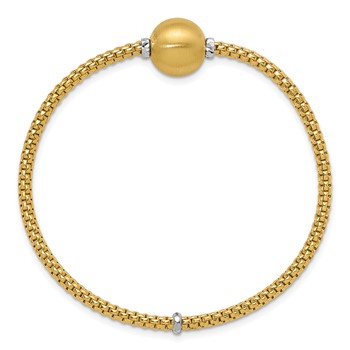 Herco 14K Two-tone Polished/Diamond-cut Satin Ball Stretch Bracelet — alternate view