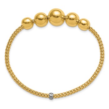 Herco 14K Two-tone Polished Graduated Ball Stretch Bracelet — alternate view