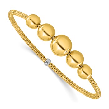 Herco 14K Two-tone Polished Graduated Ball Stretch Bracelet