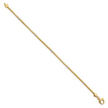 Herco 14K Two-Tone Textured Bead with Popcorn Link 7.25 inch Station Bracelet — alternate view