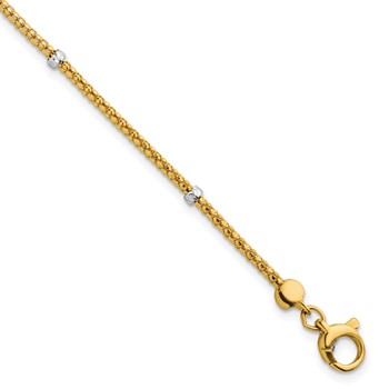 Herco 14K Two-Tone Textured Bead with Popcorn Link 7.25 inch Station Bracelet