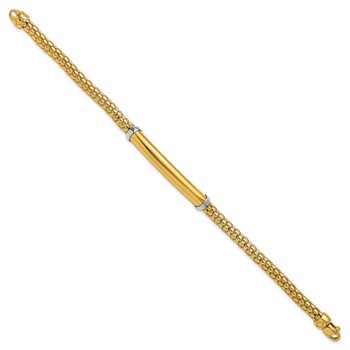 Herco 14K Two-tone Polished Popcorn Mesh Bar 7.5 inch Bracelet — alternate view