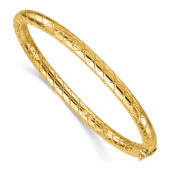 Herco 14K Polished and Grooved 5mm Hinged Bangle