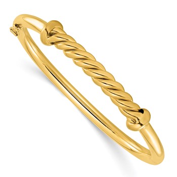 Herco 14K Polished Twisted Bar Hinged Bangle
