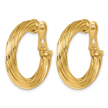 Herco 14K Polished and Twisted 4.4mm Round Omega Back Hoop Earrings — alternate view