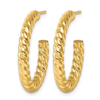 Herco 14K Polished and Twisted 3.5mm Post C-Hoop Earrings — alternate view