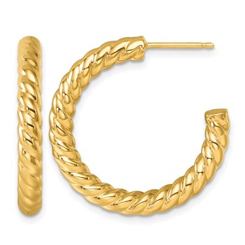 Herco 14K Polished and Twisted 3.5mm Post C-Hoop Earrings