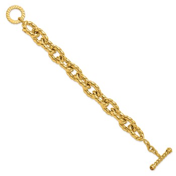 Herco 14K Polished and Twisted Citrine Oval Link 8.5 inch Toggle Bracelet — alternate view