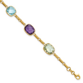 Herco 14K Polished Multi-color Gemstone with 1 Inch Extension Bracelet Unfinished