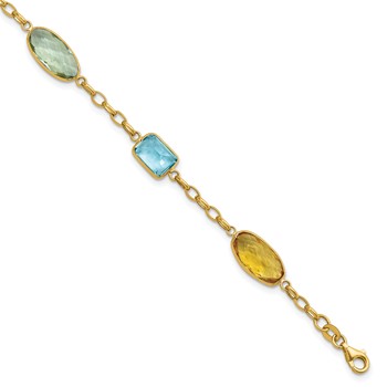 Herco 14K Polished Multi-color Gemstone with .75 Inch Extension Bracelet Unfinished