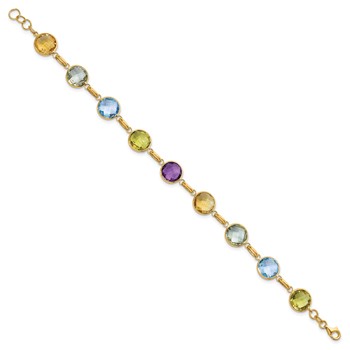 Herco 14K Polished Multi-color Circle Gemstone 8 inch Bracelet — alternate view