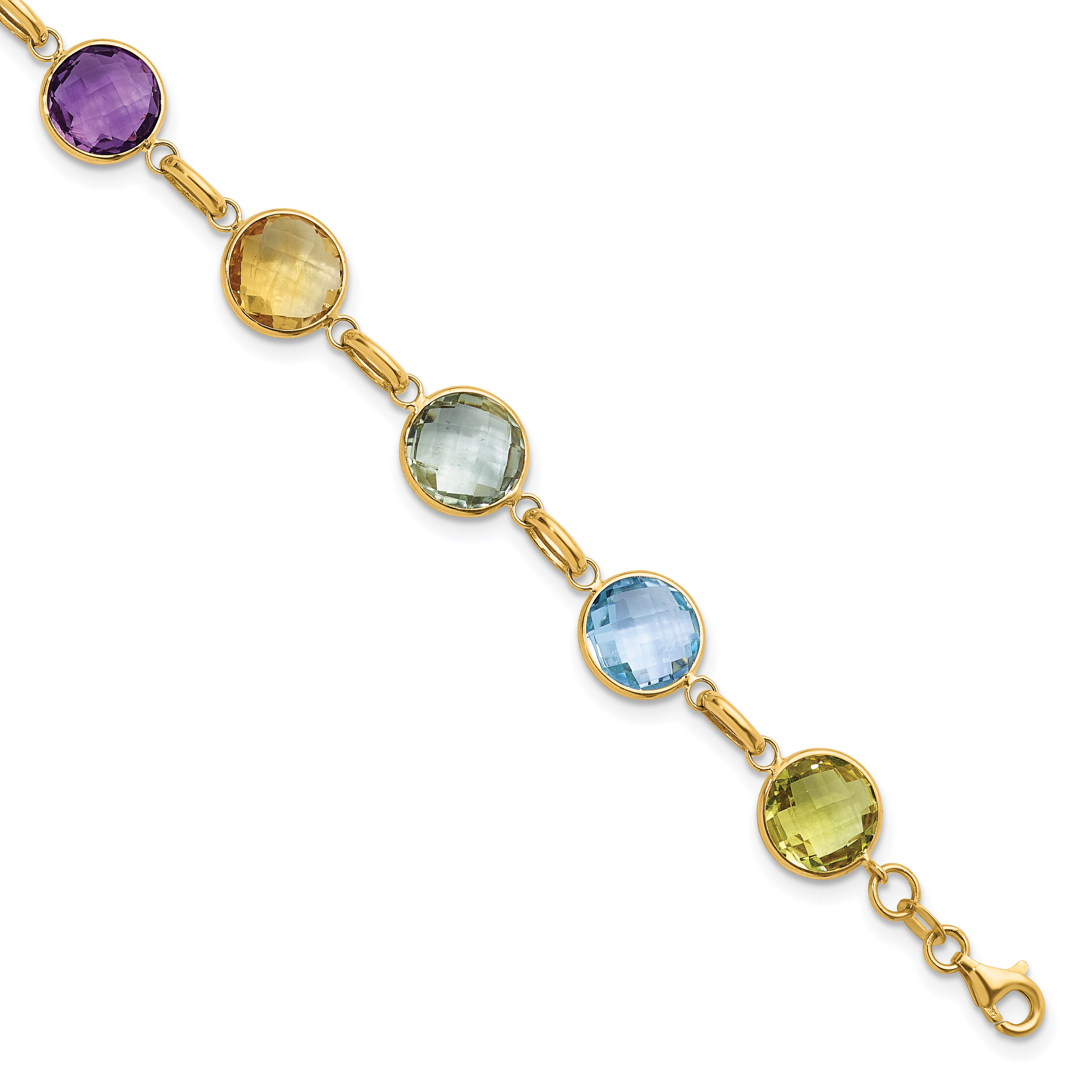14K Gold Heart-Cut Multi Gem Bracelet | Blue Sapphire, Ruby, Citrine,  Peridot – ASSAY