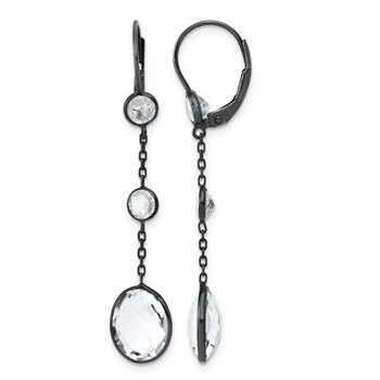 Herco 14K White Gold Gold Black Moonstone Crystal Q 9MM