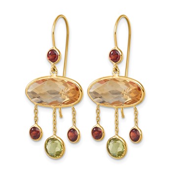 Herco 14K Polished Fancy Citrine Peridot and Garnet Shephard Hook Dangle Earrings — alternate view